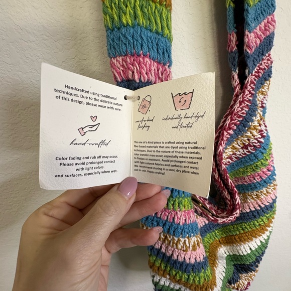 Free People Cotswold colorful striped bohemian crochet tote bag. New with tags. - Picture 3 of 10